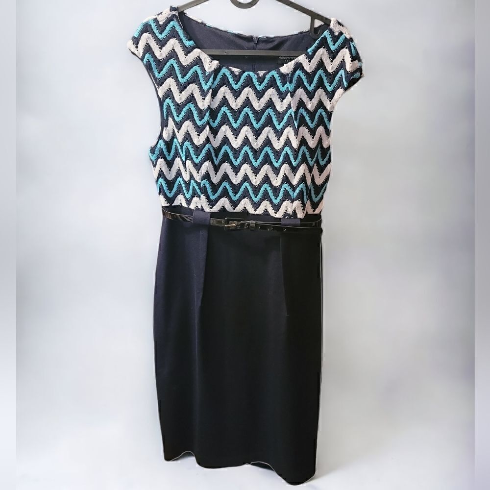 Connected Apparel Belted Office Dress Size 12